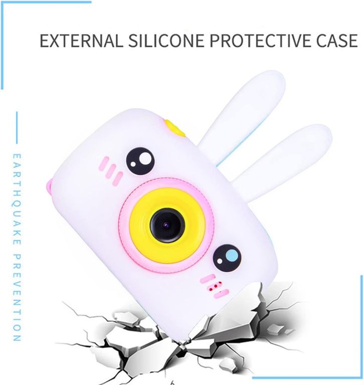 Cámara conejito 1080P Full HD con cordón y cable de carga blanco