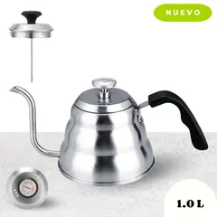 GENERICO - Hervidor de acero inoxidable con termómetro, cuello de cisne