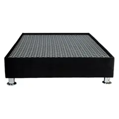 MUEBLES MACRUMO - Box Tarima Encajonado Premium reforzado y acolchado 2 Plz - Negro Impermeable