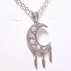 FERNANDA ROMERO JOYAS Y ACCESORIOS - Collar "LUNA ATRAPASUEÑOS" en Acero Plateado con cristales