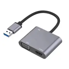 OEM - Convertidor Adaptador 3 en 1 Tipo USB 3.0 a HDMI VGA y Audio Windows