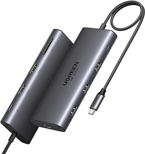 Adaptador tipo C a 2 HDMI, 3 puertos USB, 1 USB-C, RJ45 15534