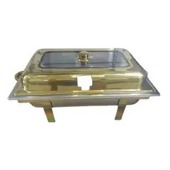 GENERICO - Samovar de acero inoxidable dorado con tapa de vidrio