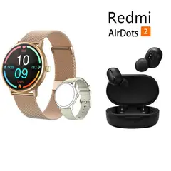 XIAOMI - Reloj inteligente resistente al agua Y86 Dorado + combo Redmi AirDots 2