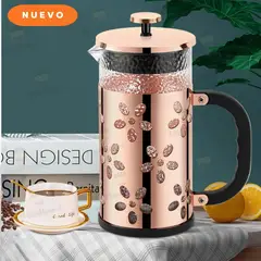 GENERICO - CAFETERA FRANCESA DORADA CON DISEÑO DE 1LT
