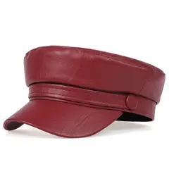 KAST PE - Gorra Boina Militar Inglesa Mujer - Rojo oscuro Cuerina