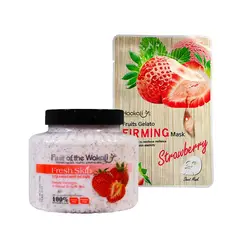 WOKALI - Crema Exfoliante Corporal de Fresa + Mascarilla de Fresa