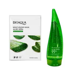 BIOAQUA - Mascarilla Facial de Aloe Vera + Gel Aloe Vera Wokali