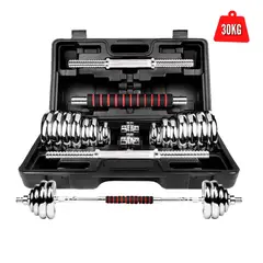 GENERICO - Set de Pesas 30 kg Mancuernas + Adaptador + Maletín