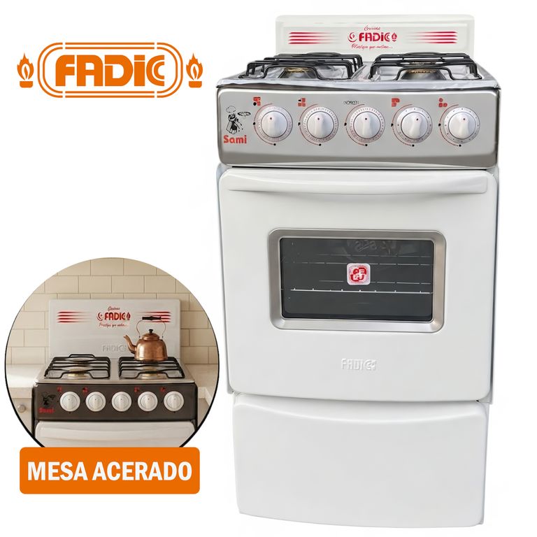 Cocina con respaldar y Horno 20 Sami 4H Blanco