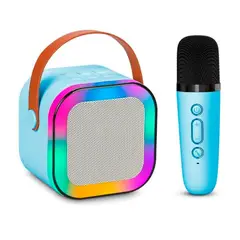 GENERICO - Karaoke Portátil Con Micrófono Bluetooth Mini Parlante - CELESTE