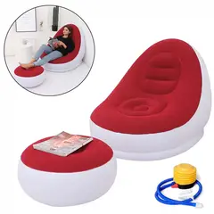 GENERICO - Sofá Sillón inflable con reposapiés portátil y confortable - Rojo