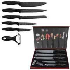 INSPIRA - Set de cuchillos elegantes diseño grafito negro x6 pzs