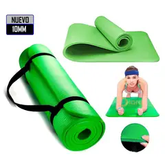 GENERICO - Mat de Yoga Pilates 10 mm con Elástico Portátil Verde