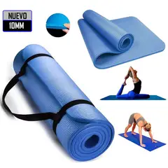 GENERICO - Mat de Yoga Pilates 10 mm con Elástico Portátil