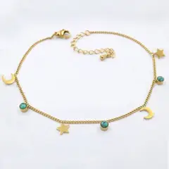 SHOPSMART - Tobillera Turquoise Star Moon en Acero