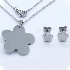 SHOPSMART - Set de Collar con aretes Flower en Acero