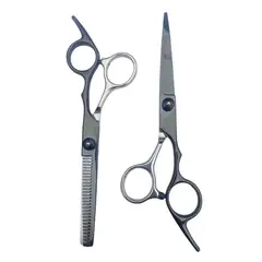 GENERICO - Kit de Tijeras Black-silver Corte Pulir Peluqueria Barberia