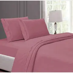 CASATEX - Juego de Sábanas Bordada 2plz - ROSA