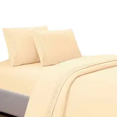 CASATEX - Juego de Sábanas Bordada 2plz - CREMA