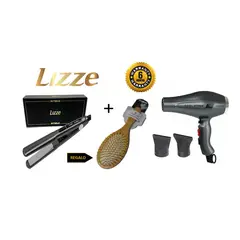 LIZZE - Pack Plancha Extreme + Secadora Extreme + Cepillo Redondo Bambu