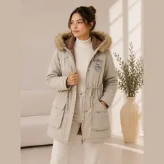 GENERICO - Parka Army Coreana Dama Color Beige