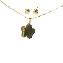 SHOPSMART - Set de Collar con aretes Flower en Acero