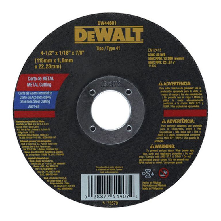 DISCO ABRASIVO 4 12 16 78 CORTE PARA METAL