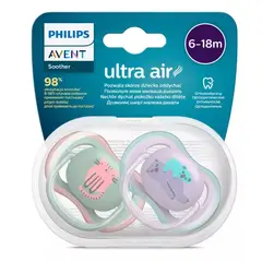 AVENT - Chupon 6 A 18 Meses Ultra Aereado Pack 2 Uni + Estuche