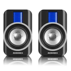 MICRONICS - PARLANTE GAMER 2.0 BOSS BLACK S302 USB 3" LED Azul