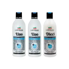 LA BRASILIANA - Pack - 2 Shampoo UNO + Mascara DIECI 500 ml. Post Alisado Sin SAL