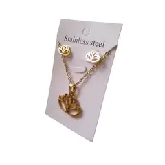 GENERICO - Set collar y aretes flor de loto dorado