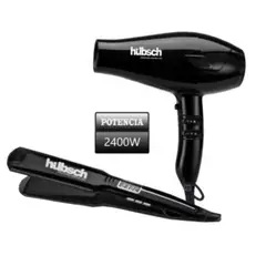 HUBSCH - Combo Secador de Cabello Alisador AC 2400W -Negro
