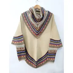 GENERICO - Poncho Alpaca Con Manga 3/4 Y Gorro