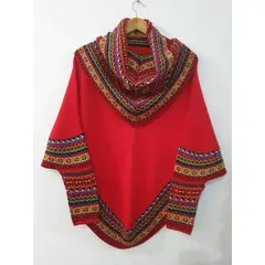 GENERICO - Poncho Alpaca Con Manga 3/4 Y Gorro