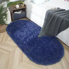 GENERICO - Alfombra ovalada felpa1,50 x 50 cm color azul marino