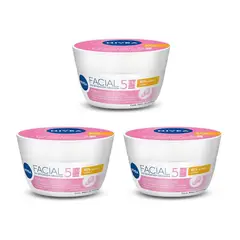 NIVEA - Crema Hidratante Facial 5 en 1 Cuidado Tono Natural 50ML X3