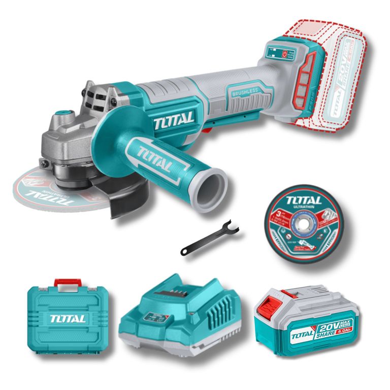 Amoladora angular 4 ½" incluye bateria 4ah y cargador Total