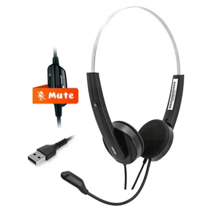 AUDIFONO CON MICROFONO HS-220U SALIDA USB NEGRO