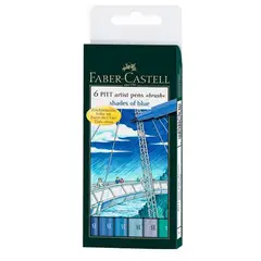 FABER-CASTELL - Set x 6 Pitt Artist Pen Brush Shade of Blue