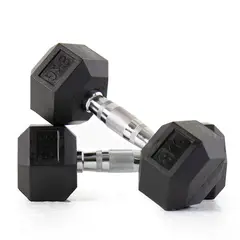 XTREME SPORT - Mancuernas Hexagonales 8kg Pesas de Caucho x 2