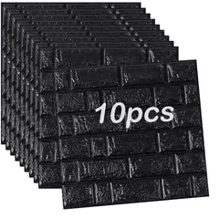 OEM - Pack x 10 Pcs Papel Tapiz Autoadhesivo Decoración 3D Ladrillo Negro