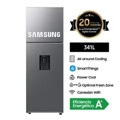 SAMSUNG - Refrigeradora Top Mount Freezer 341 Lt All Around Cooling RT35DG5720S9 Silver
