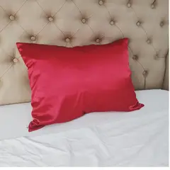 GENERICO - Funda de Almohada de Satín Antifrizz 50x70 cm - Rojo