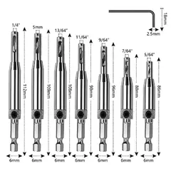 GENERICO - Set de 7 Brocas Autocentrantes para Bisagras y Manijas de Puertas
