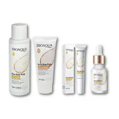 BIOAQUA - Pack Limpiador Facial + Tónico + Contorno de ojos + Serum de Arroz