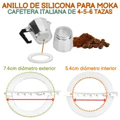 GENERICO - Anillo Sello Silicona para Cafetera Italiana Moka de 4 o 5 o 6 TAZAS