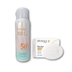 BIOAQUA - Protector Solar SPF50 + Jabon aclarante de Arroz -