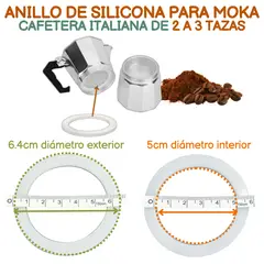 GENERICO - Anillo Sello de Silicona para Cafetera Italiana Moka 2 a 3 TAZAS