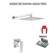 GENERICO - JUEGO DE DUCHA ACERO 20CM + LLAVE DE DUCHA DUCHA CROMADO AGUA FRIA